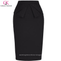 Grace Karin Womens Solid Color High Stretchy Hips-Wrapped Vintage Retro Schwarz Bleistift Skirt CL010454-1